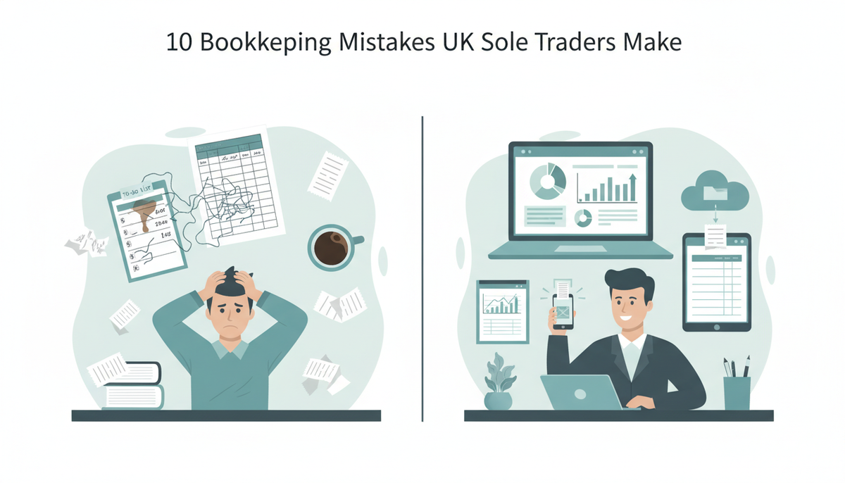 10 Bookkeeping Mistakes UK Sole Traders Make (And How AI Fixes Them)